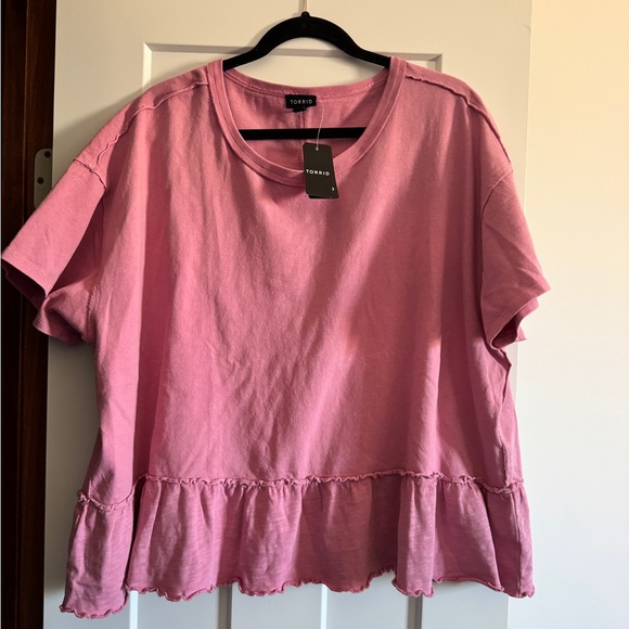 Torrid Pink Ruffle Top - Picture 2 of 4